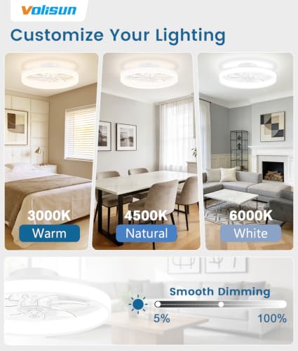 Low Profile Ceiling Fans with Lights and Remote (White / 16 INCH)