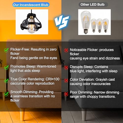 Warm Incandescent Light Bulbs 60 Watt (60w-4 Pack)