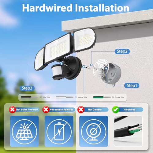 150W Motion Sensor Lights Outdoor for Outside (Black)