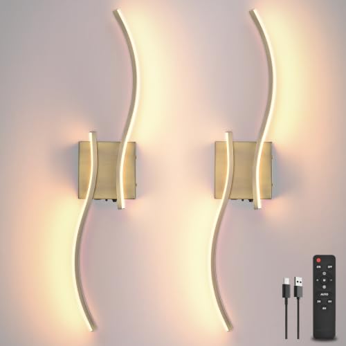 Battery Operated Wall Sconces Set of 2 (Brushed Bronze / 26.8 inch)