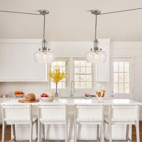 Plug in Pendant Lights Kitchen Island (1 Pack-Brushed Nickel-10"(Plug-and-Play))