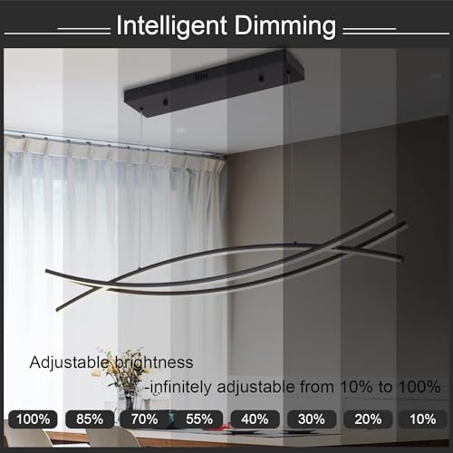 39.37in Color Changing Modern LED Pendant Light (Black / 39.37")