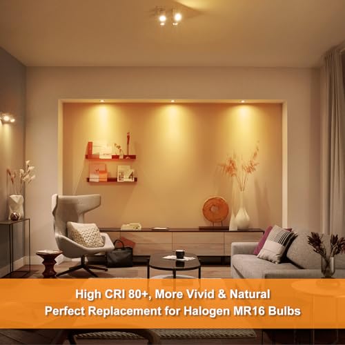 12 Pack MR16 LED Bulbs 5W GU5.3 12V Spotlights (Warm White)