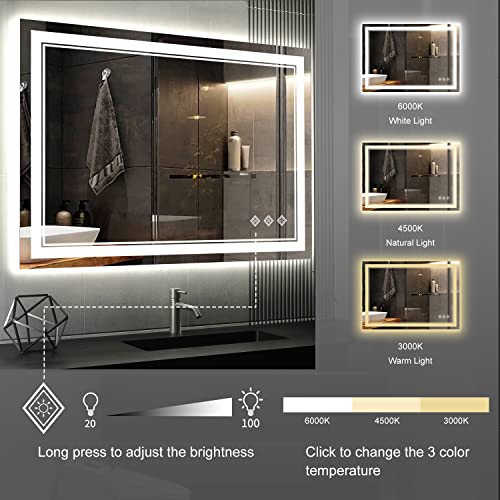 Lighted Bathroom Mirror (Front and Backlit / 40"L x 30"W)