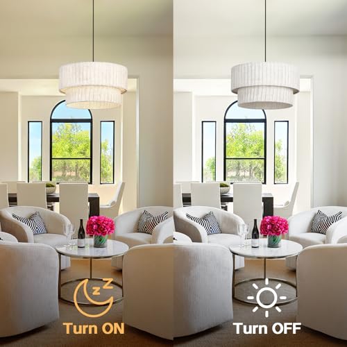 18" Modern Double Drum Fabric Pendant Light