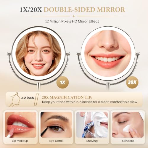 20x Makeup Mirror with Lights