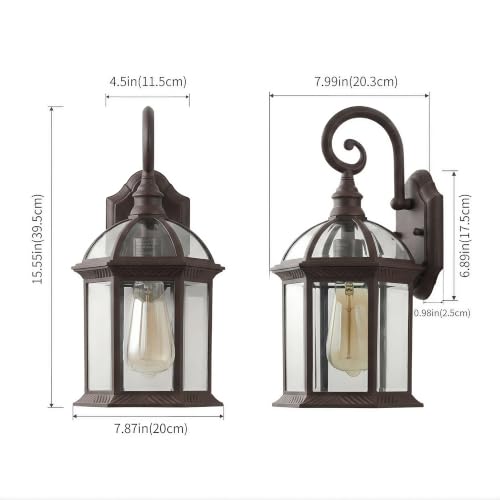 15.5" Outdoor Porch Sconce Lights (Oil-Rubbed Bronze / 15.5-inch)