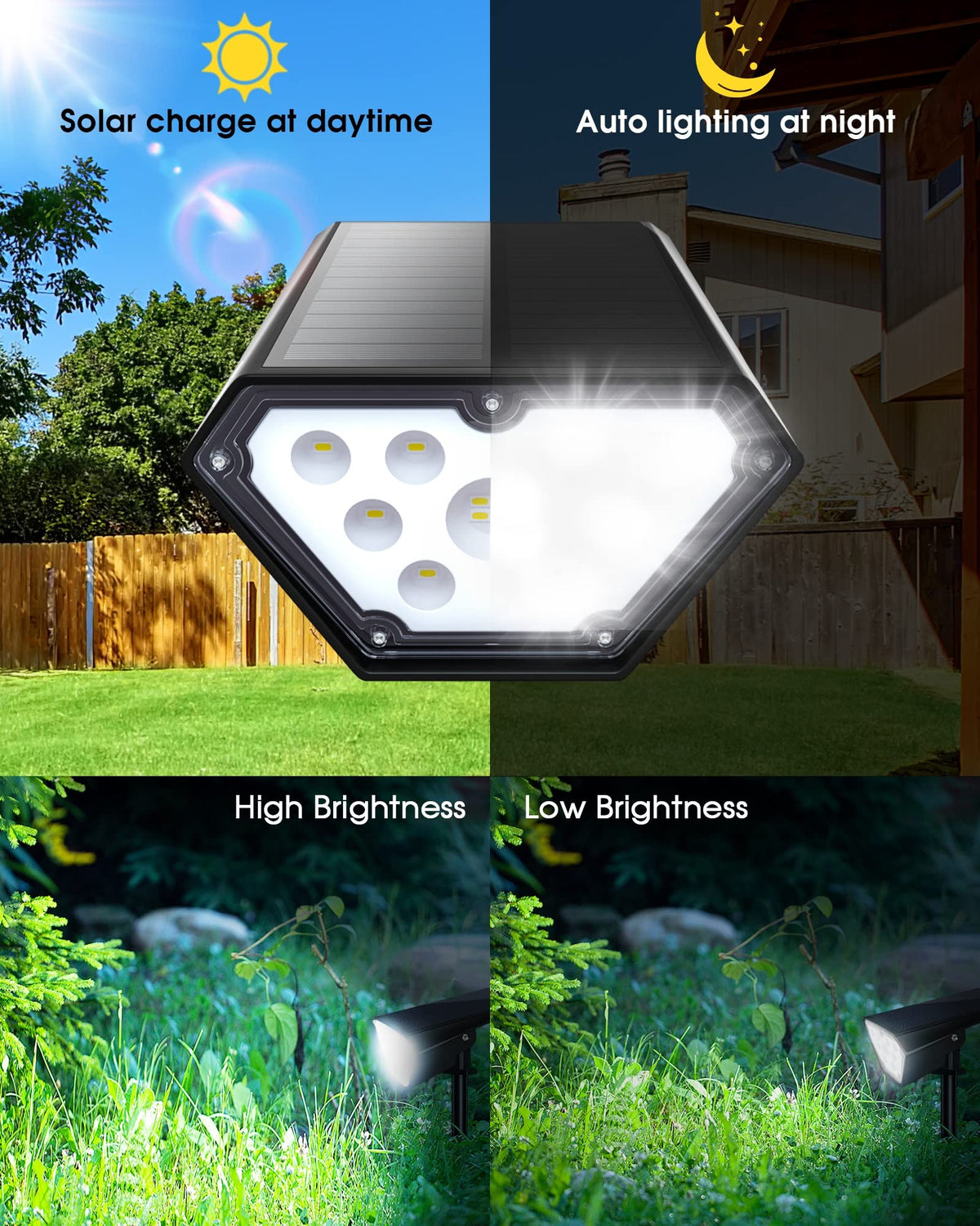 Solar Spot Lights Outdoor Waterproof Bright 700 Lumen White 10 Pack (White / 10 Pack)