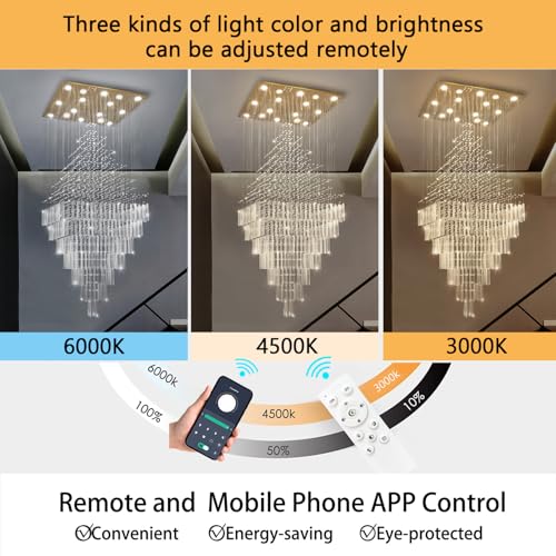 W40 x H120 Glam Chandelier with LED Bulbs Square Chandeliers (Gold / Square W40" X H118")