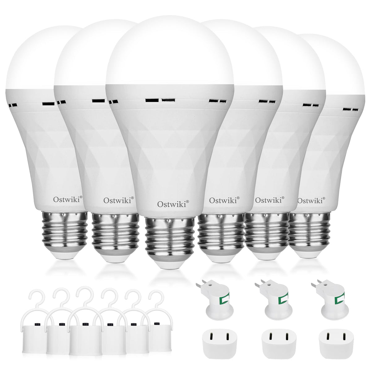 6 Pack Rechargeable Emergency Light Bulbs Battery Operated Bulb (Cool White / 6 Pack)