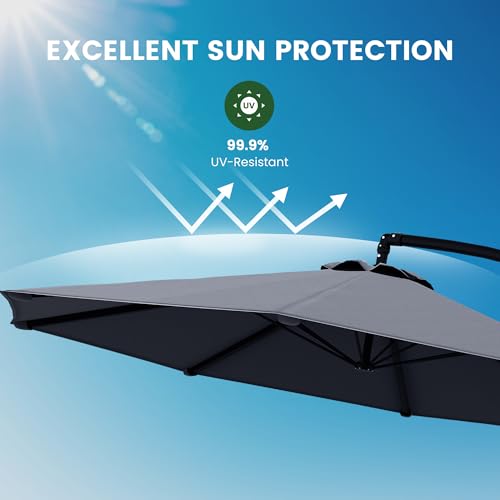 10FT Cantilever Offset Outdoor Patio Umbrella with Base Included (Charcoal / 10FT w/ BASE)