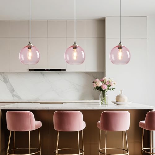 Pink Pendant Lights Kitchen Island 3 Pack (Pink / M - 7.87 in)