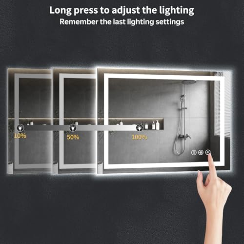 30"x48" LED Bathroom Mirror with Lights (Frontlit & Backlit / 48"L x 30"W)