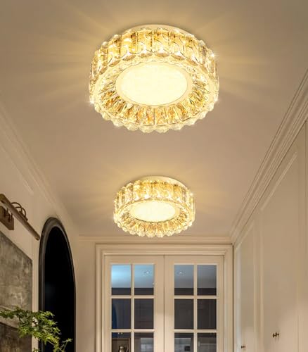 Modern Crystal Chandeliers for LED Dimmable Pendant Lighting Flush Mount Light Living Room