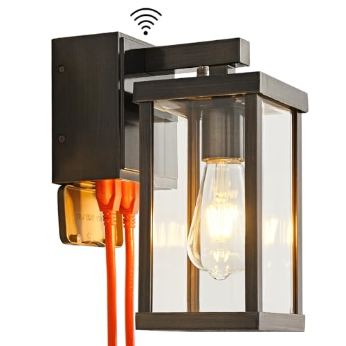 Dusk to Dawn Porch Lights with GFCI Outlets Waterproof Outdoor Wall Lights Exterior Lighting Fixtures Modern Outside Lights Wall Mount for House Patio Garage