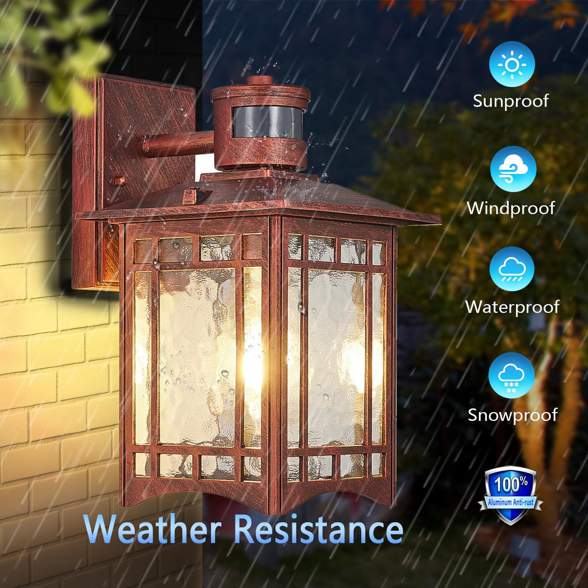Dusk to Dawn Motion Sensor Outdoor Lights (Red)