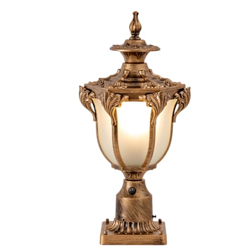 Dusk to Dawn Sensor Outdoor Post Light Fixture 22" Retro Waterproof Exterior Lamp Outside Pole Lantern Light with Frosted Glass for Yard Garden Pathway Passageway Doorway Fences Poolside