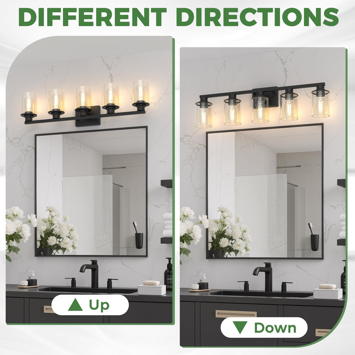 Bathroom Vanity Light Fixture Over Mirror Modern 5 (Black / 5-Light)