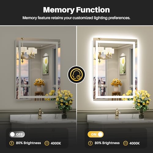 36x32 Inch LED Bathroom Mirror with Lights (Backlit+front Lit / 36"L x 32"W)
