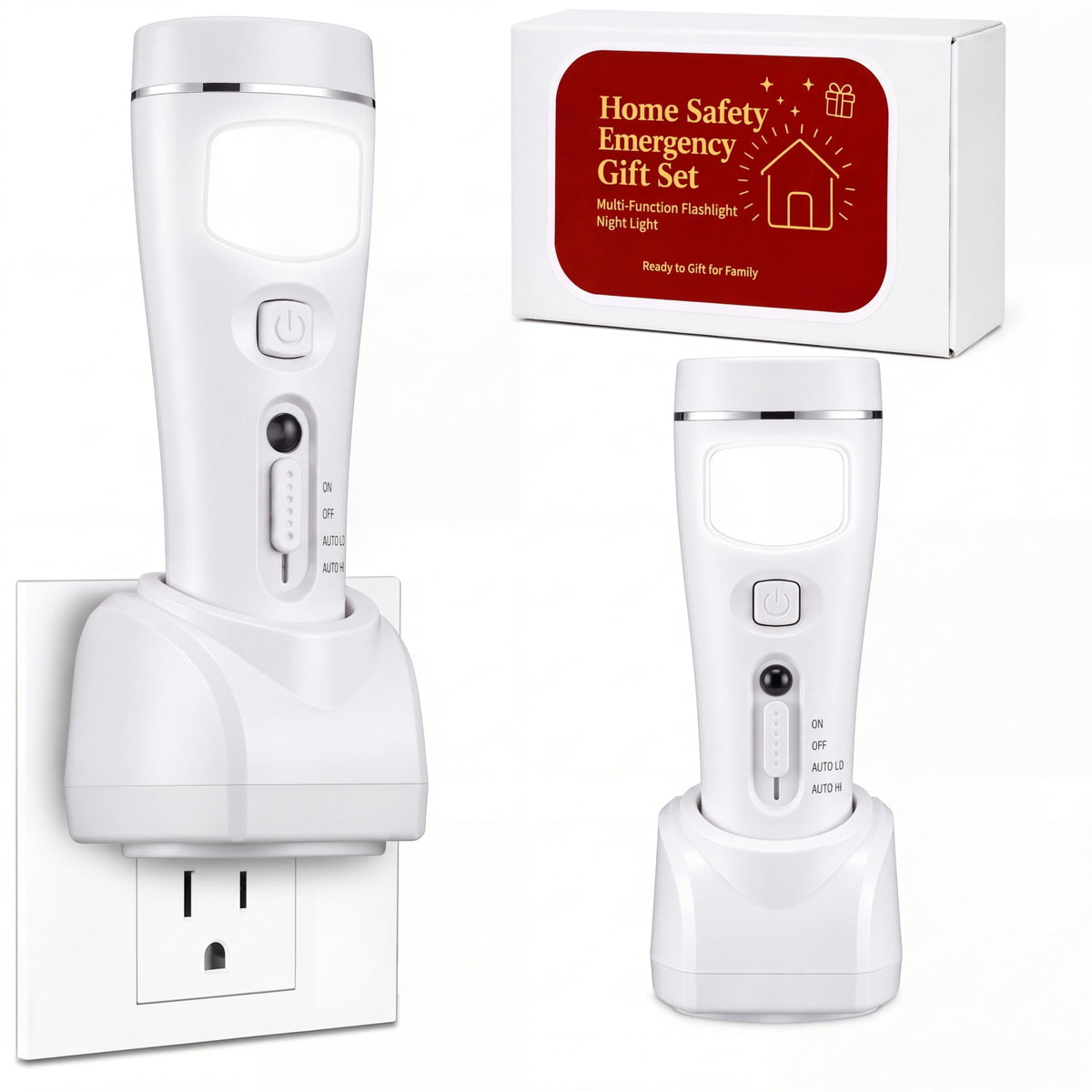 2 Pack Rechargeable Emergency Light with Auto On Power Outage (White)