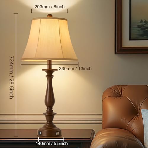 28.5'' Farmhouse Table Lamp Set of 2 (Antique Walnut / 28.5'')