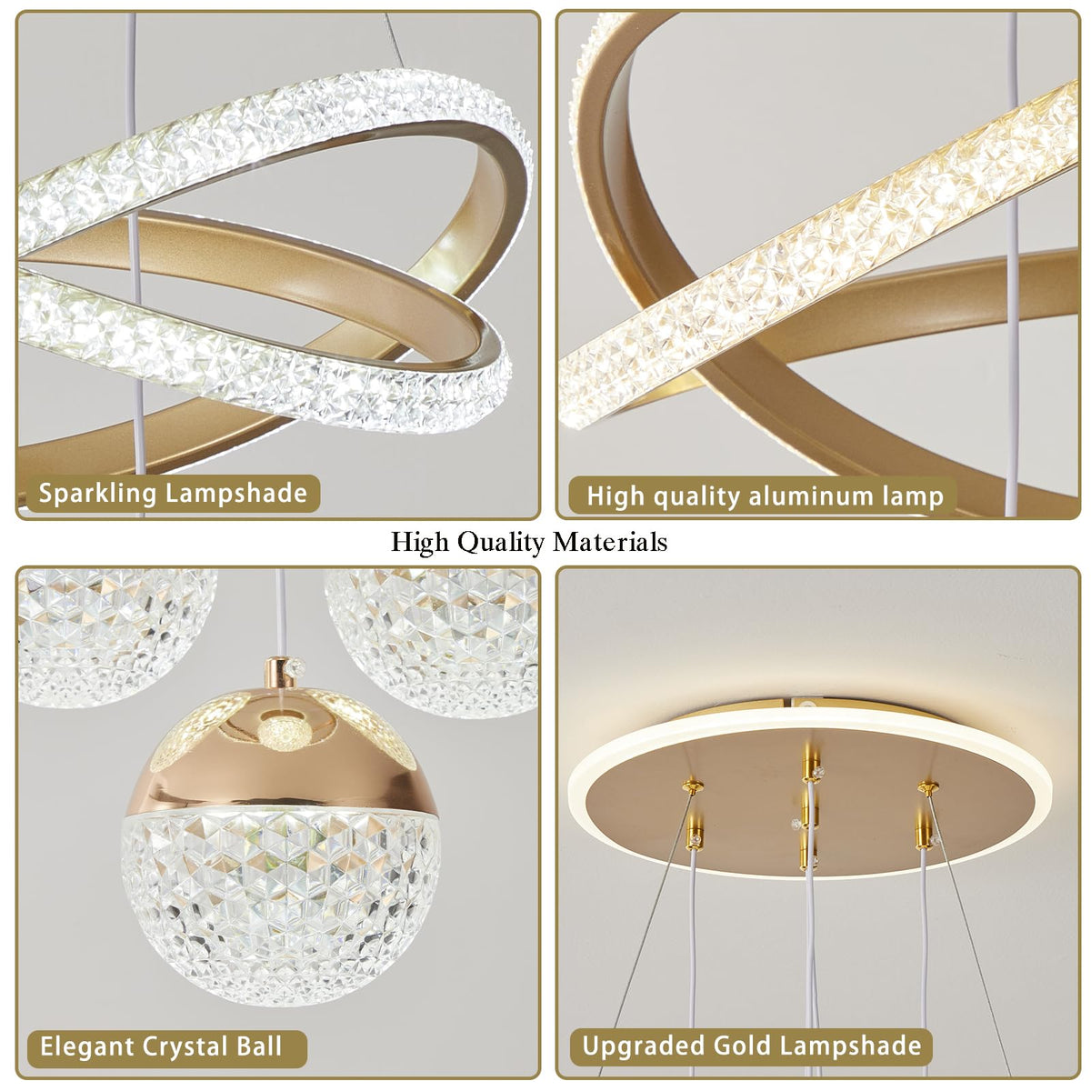 Gold LED Chandeliers (Gold,16.1inch)