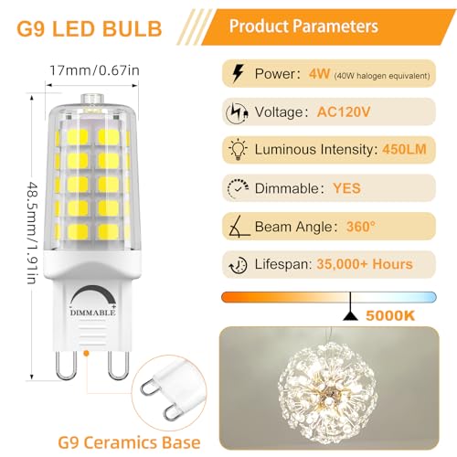G9 LED Bulb Dimmable 4W 5000K Daylight White