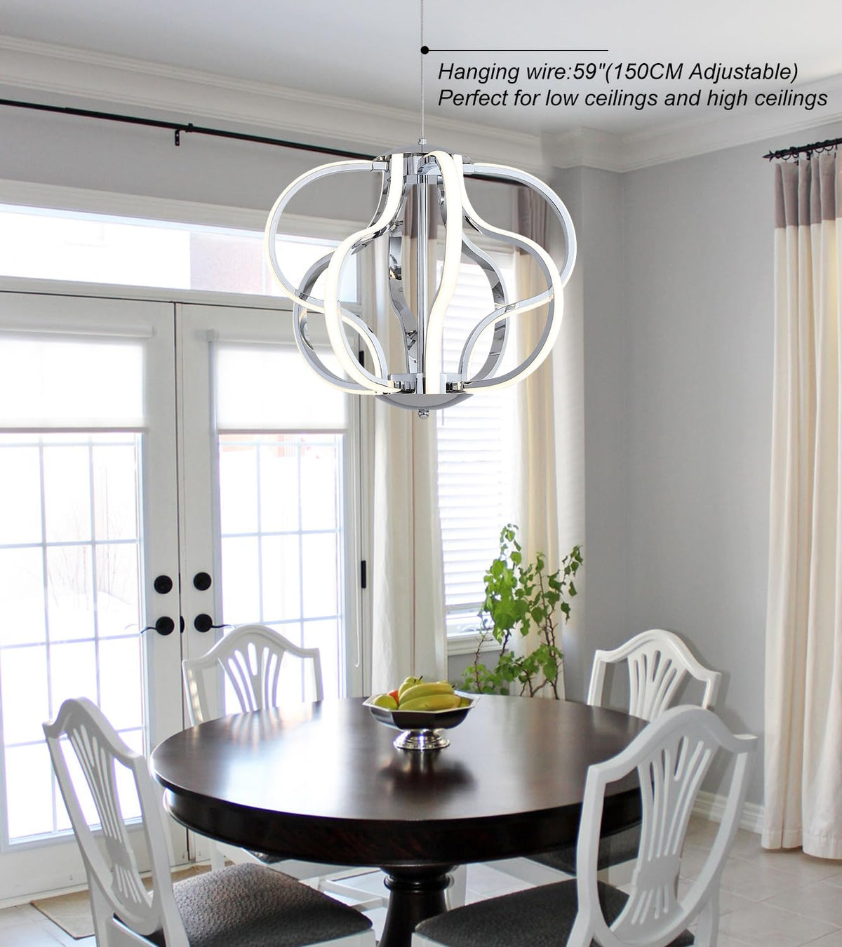 Modern Chrome LED Chandelier with Remote Control (Chrome)