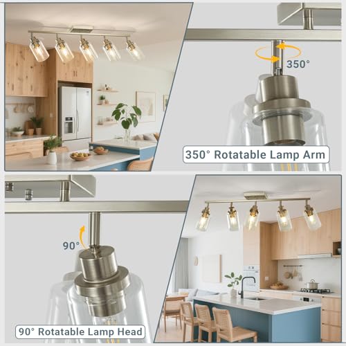 5 Light Brushed Nickel Track Lighting Kit with Clear Glass (Brushed Nickel / 5-Light)