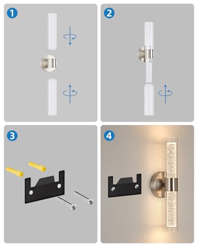 Battery Operated Gold Wall Sconces Set of 2 (Gold / 2Pack)