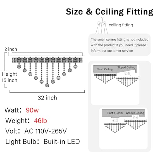 Dia 32" Modern Crystal Chandeliers for Dining Room (Gold / Dia 32")