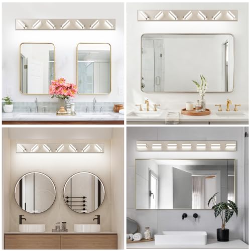 Bathroom Lights Fixtures Over Mirror (Nickel / 7-Light)