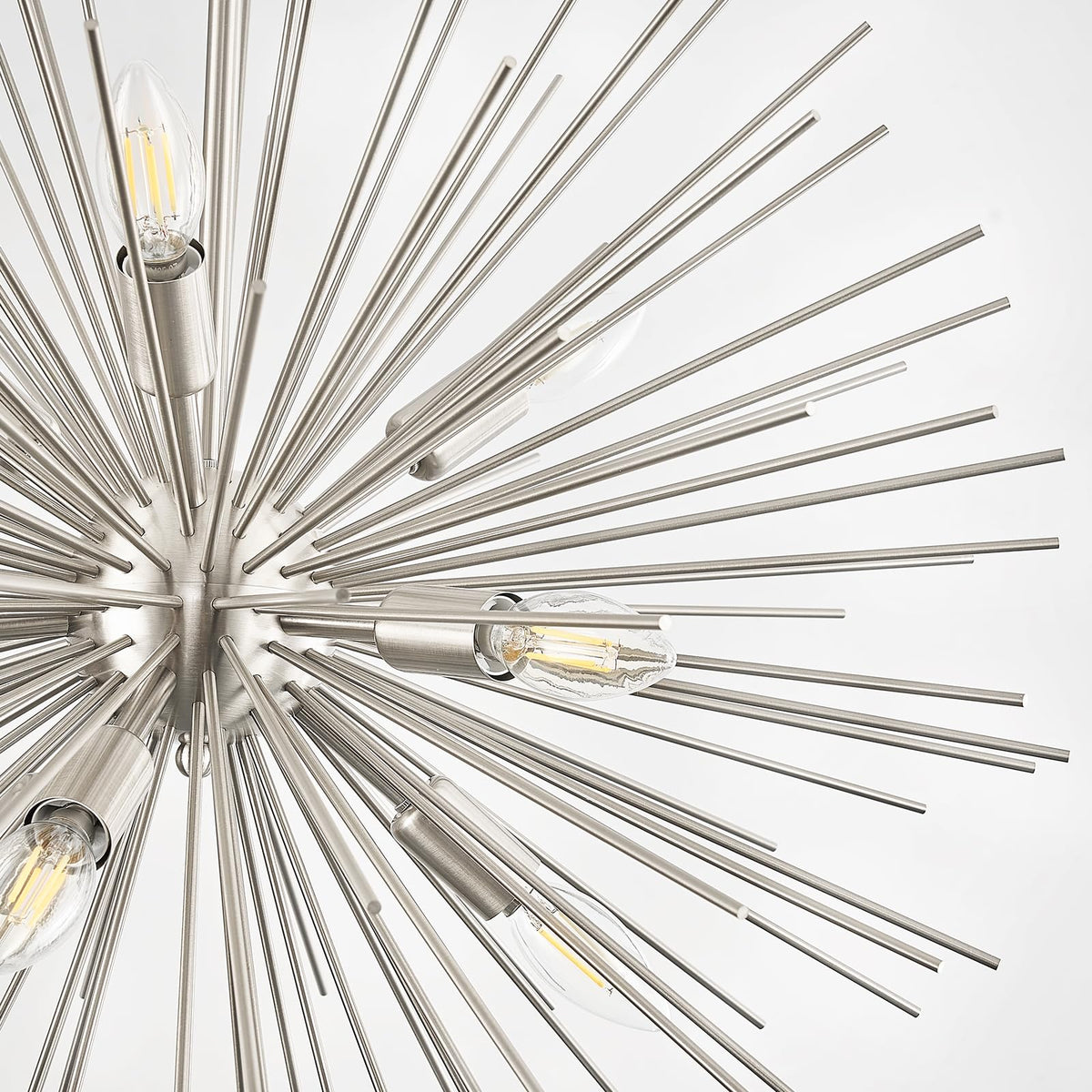 35in Nickel Sputnik Chandelier 12 Light Starburst Light Fixture Solid Metal (Nickel / 35 inch)