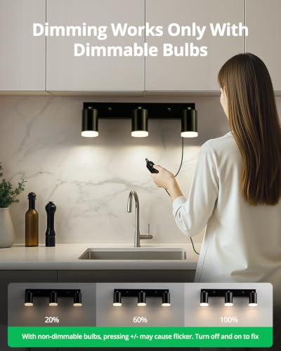 Black 3 Light Plug in Kitchen Track Lighting with 14.3ft Power Cord (Black / 3 Light (Plug in))