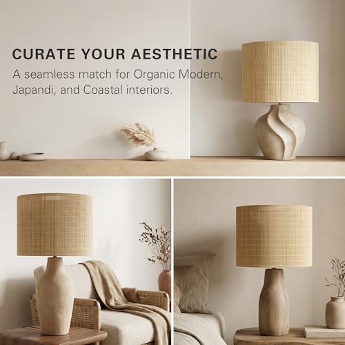 Bamboo Lamp Shades Set of 2 (Natural Bamboo - Drum)