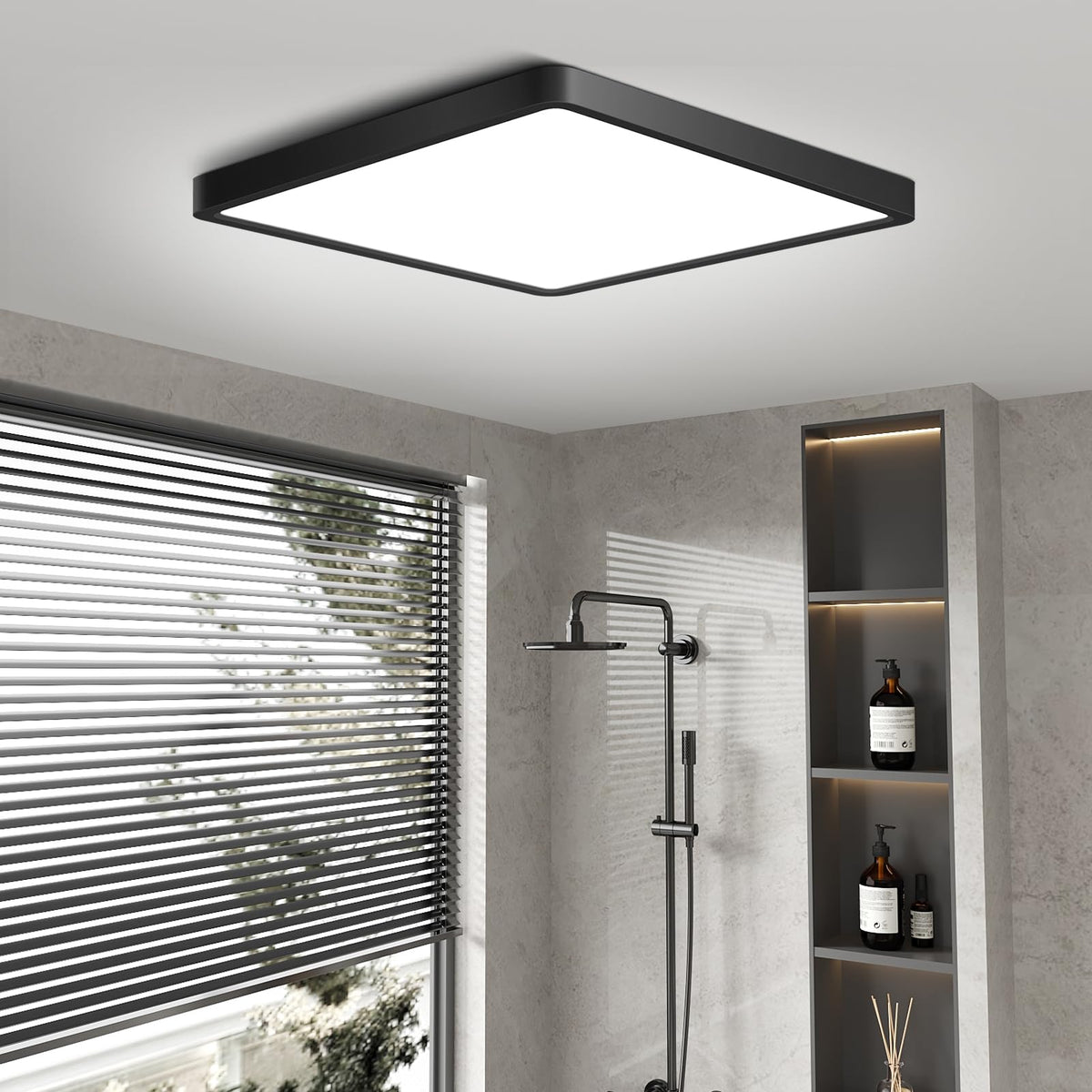 9Inch 18W Square LED Ceiling Light Fixtures Flush Mount (Natural White / 9 inch Black)