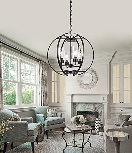 Globe Chandelier Modern Foyer Lighting Fixtures Dining Room Hanging Pendant Lighting Frosted Glass Shades