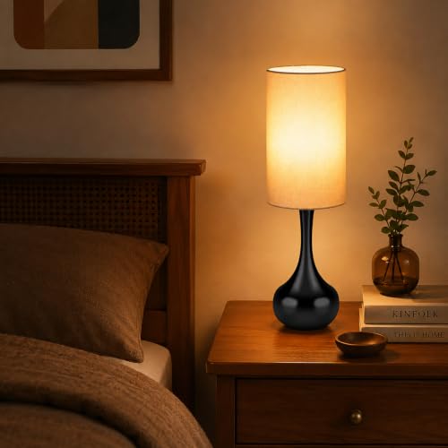 19" Mid Century Modern Droplet Table Lamp with Cylinder Shade