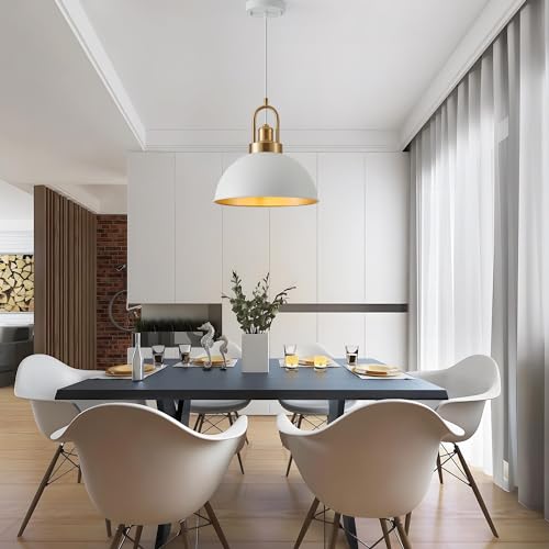 Farmhouse 11.81" White Pendant Light with Gold Finish (2 Pack 11.9 inches / White)