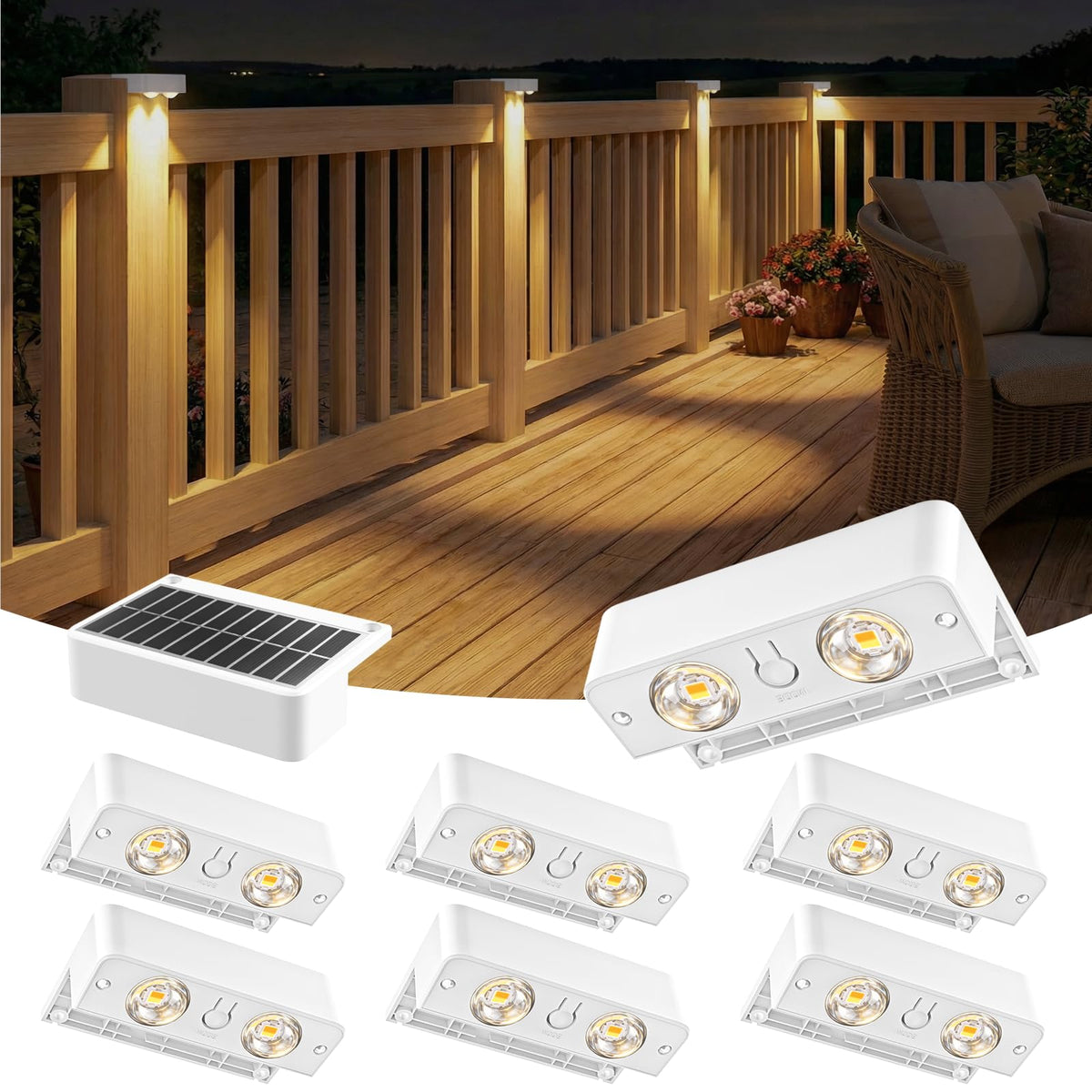 Solar Fence Lights Outdoor 8 Pack (White / 8 Pack)
