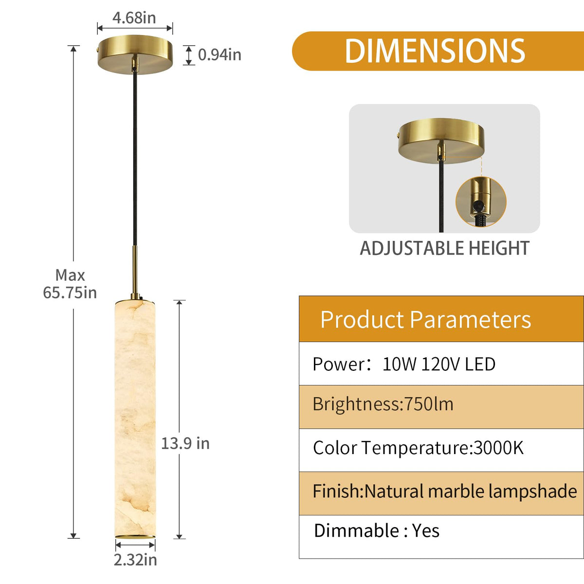 Gold Alabaster Kitchen Island Pendant Lights (Gold-WarmLight / 13.9in-3Pack)