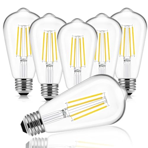 Vintage LED Edison Bulb (St58-clear Glass 4000k / 6 Count (Pack of 1))
