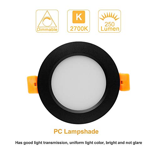 2 Inch LED Recessed Lighting (2700k (Ultra Warm White) / 10 Pack (Black))