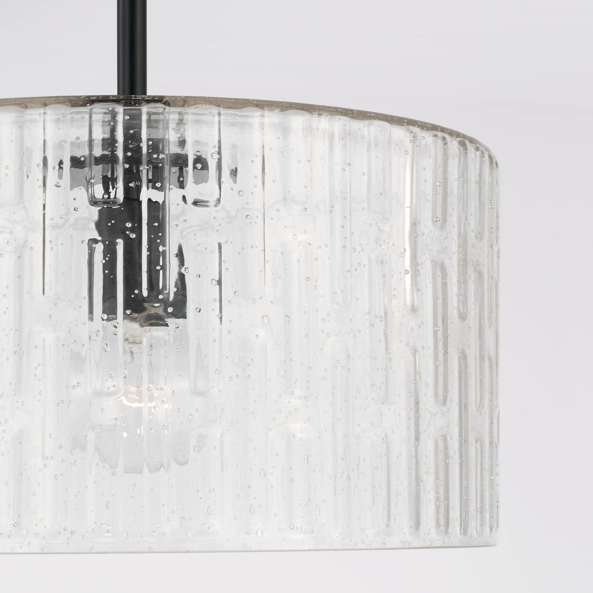 Capital Lighting 241311MB Emerson Embossed Seeded Glass Convertible Pendant (Matte Black)