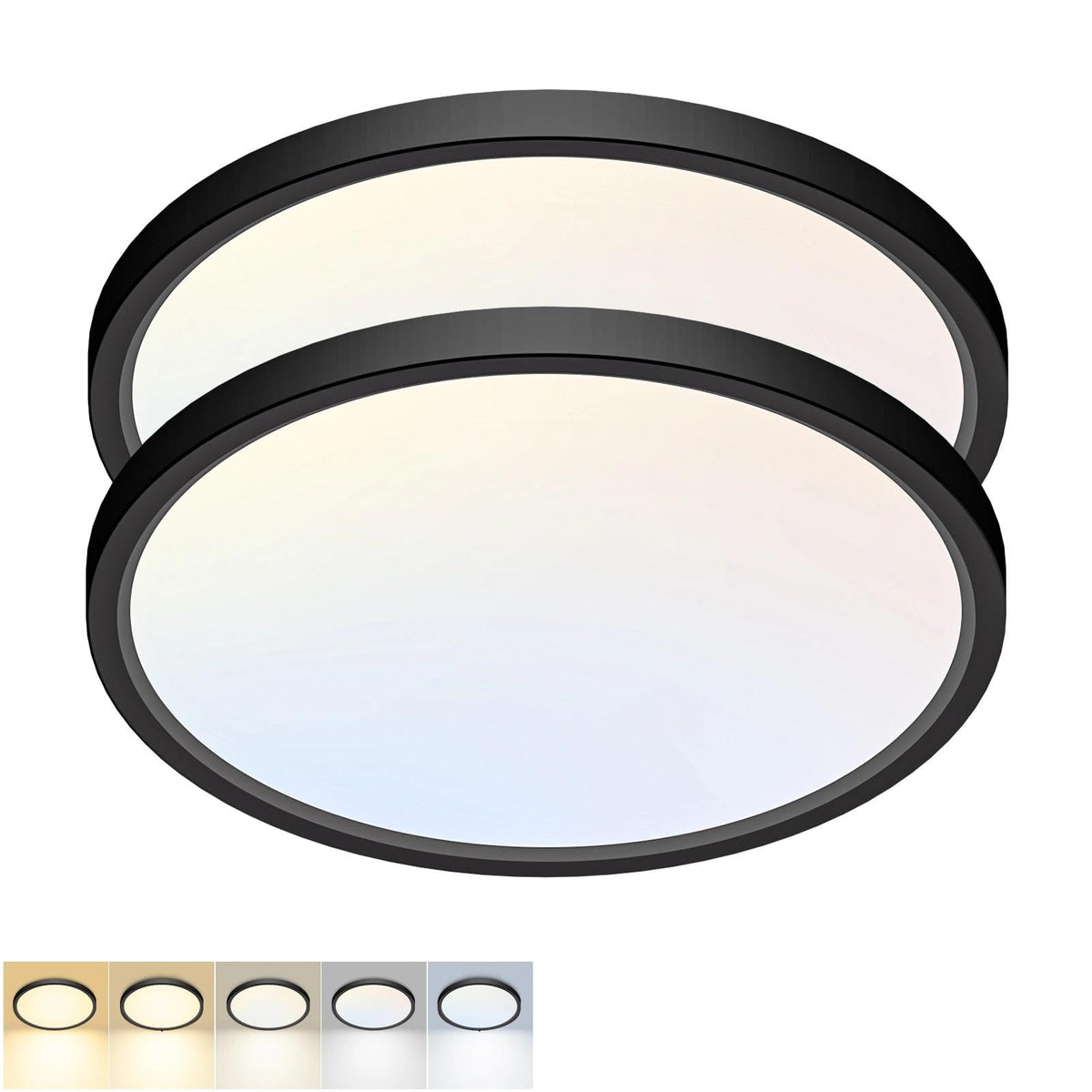 LED Flush Mount Ceiling Light 5 Color Temperatures 9inch 2Pack (Black / 9 Inch-2pack)