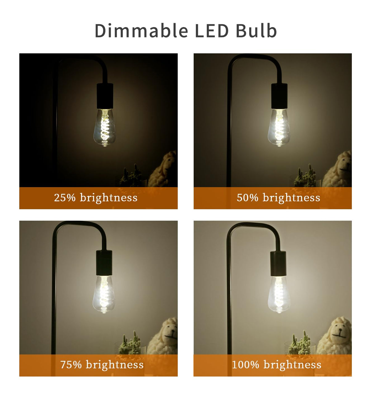 4 PCS ST58 Dimmable Spiral Vintage E26 LED Bulb 60 Watt LED Edison Bulbs (4000k 4pack)