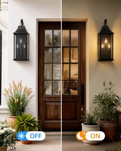 25" Extra Large Outdoor Wall Lanterns 2 Pack (Black / 25 Inch)