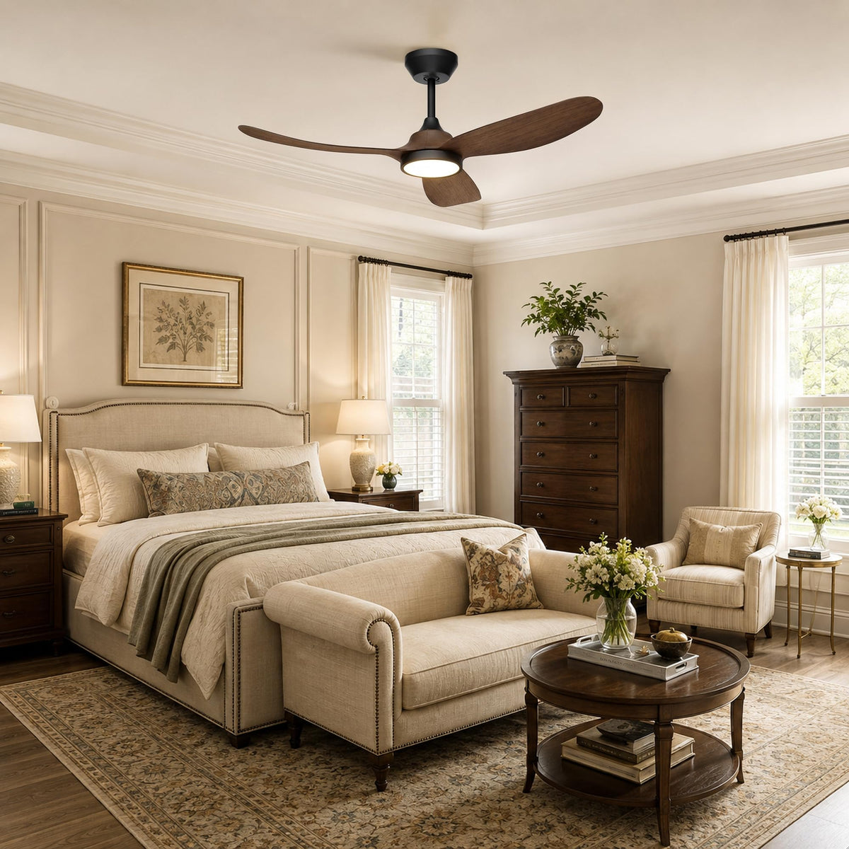 42 Inch Ceiling Fan with Lights (Black & Walnut / 42 inch)
