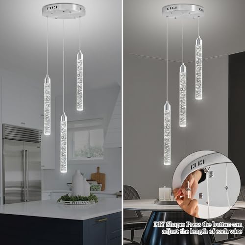 3 Lights Crystal Staircase Chandelier Chrome (Chrome / 3 lights)