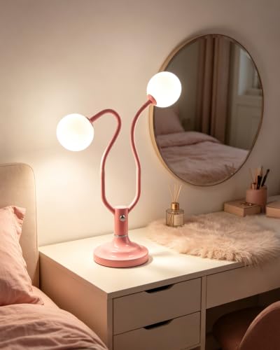 Pink Globe Table Lamp Dimmable Magic DIY Arms G9 Bulbs Included (15-Pink-Globe-2U-Magic DIY Arms)